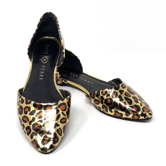 Katy Perry Liam Metallic Leopard D’orsay Point Toe Flats Size 6 - Picture 1 of 11